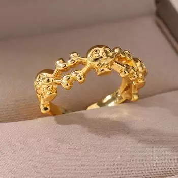 Кольца с черепом в стиле хип-хоп для женщин золотого цвета, регулируемое кольцо из нержавеющей стали, винтажные готические украшения, подарок на свадьбу, anillos resizable