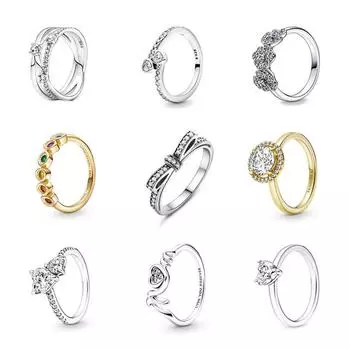 Кольца с цветочным сердечком для мамы с белым паве для женщин, оригинальные обручальные кольца с цветком и кристаллами, роскошные ювелирные аксессуары, модные ювелирные изделия 7