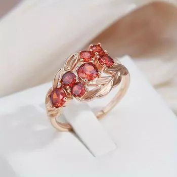 Кольца с красными блестящими камнями для женщин, золотой цвет, элегантные винтажные свадебные украшения для невесты, лучший подарок для семейной вечеринки 6