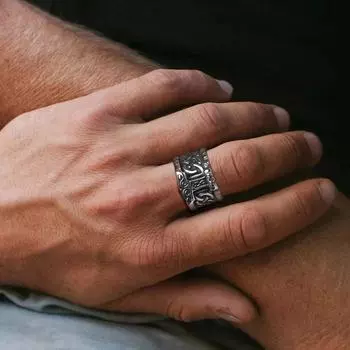 Кольца с молотком Тора из нержавеющей стали в стиле рок-панк, скандинавский викинг для мужчин, стильные готические украшения воина Валкнута 7