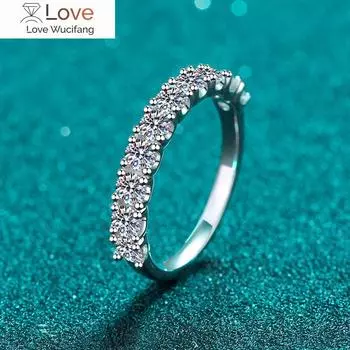 Кольца с муассанитом, 10 камней, 1 карат, стерлинговое серебро D VVS, лабораторный бриллиант с сертификатом GRA, обручальное кольцо для женщин 4.5