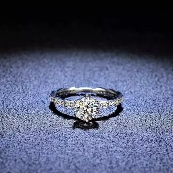 Кольца с муассанитом цвета D 1 карат для женщин, свадебные изысканные украшения с сертификатом, 100% роскошные платиновые кольца Pt950 R043 5.5