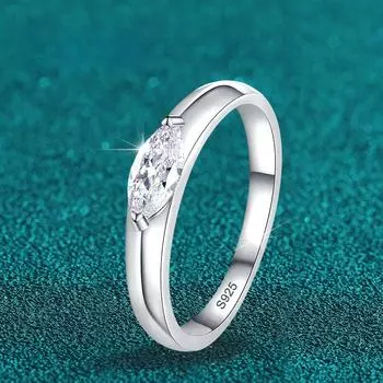 Кольца с муассанитом огранки «маркиз» 4*8 мм, цвет D, лабораторное бриллиантовое обручальное кольцо из стерлингового серебра 925 пробы для женщин и девочек 5