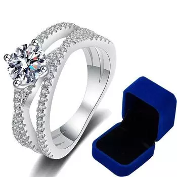 Кольца с настоящим муассанитом, белое золото 14 карат, 4 зубца, маленькая витая лоза, 1 карат, обручальное кольцо с бриллиантом, обещанный подарок, свадебные украшения 14