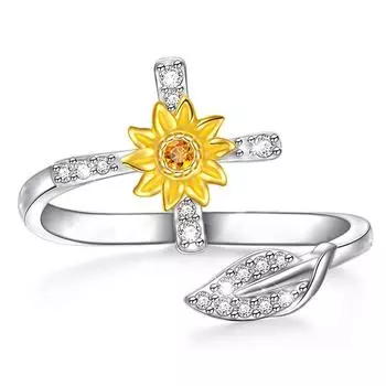 Кольца с подсолнухом для женщин, открывающееся кольцо, размер регулируемого креста, модные ювелирные изделия с крестом, подарки для девочек Resizable