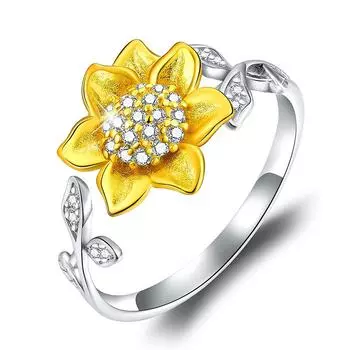 Кольца с подсолнухом для женщин, открывающееся кольцо, размер регулируемого модного ювелирного кольца, подарки на день рождения для девочек one size