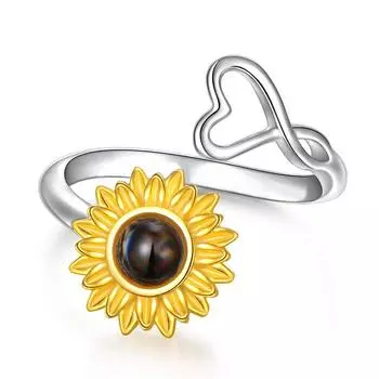 Кольца с подсолнухом для женщин, регулируемый размер открывающегося кольца, модные украшения, сто языковой камень Resizable