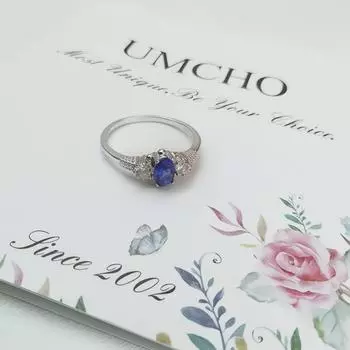 Кольца с синим овальным сапфиром для женщин, круглые белые циркониевые кольца из стерлингового серебра 925 пробы для девочек 5 синий