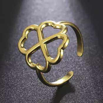 Кольца Skyrim Lucky Four-Leaf Clover для женщин из нержавеющей стали золотого цвета, открытые кольца на палец 2024 года, модные ювелирные изделия, подарок на день рождения