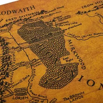 Кольца Средиземья карта ретро крафт-бумага плакат украшения стены стикеры 36*51.5cm