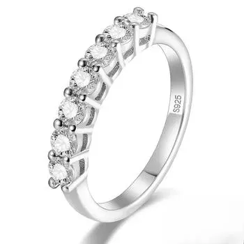 Кольца Trumium 1,1 мм D-цвета с муассанитом для женщин, обручальное кольцо из стерлингового серебра 925 пробы, половинное составное помолвочное кольцо Eternity 5