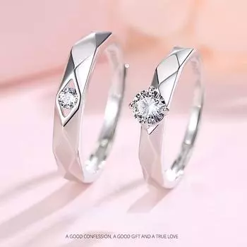 Кольца Trumium из 100% чистого серебра 925 пробы для женщин и мужчин, романтические свадебные украшения, регулируемые бриллиантовые парные кольца для влюбленных resizable