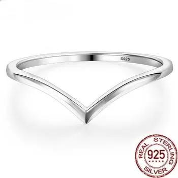 Кольца Trumium из 100% стерлингового серебра 925 пробы с гладкой V-образной формой для женщин, классические кольца для пальцев, простые, не выцветающие, ювелирные изделия 5 серебряный