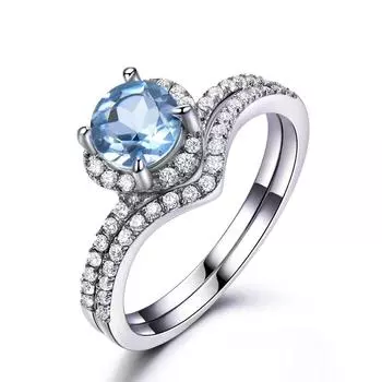 Кольца UMCHO с небесно-голубым топазом, юбилей, день рождения, День святого Валентина, ювелирные изделия, подарки для женщин, жены и девочек 5 небесно-голубой