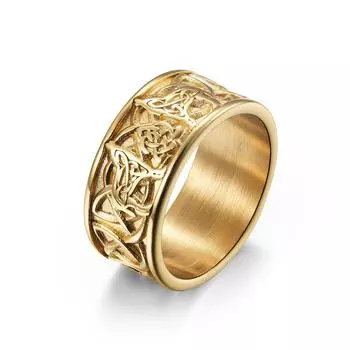 Кольца в стиле панк-рок из титановой стали с кельтским узлом, круглые, для мужчин, ретро-ювелирные изделия, цвет черный, золотой, серебряный, размер 7-12 7 серебряный