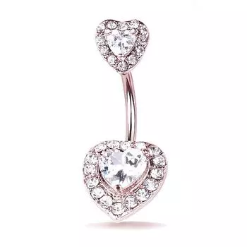Кольца в виде сердца для пупка, кольца в виде штанги для пупка, пирсинг, украшения для тела розового золота