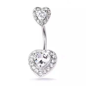 Кольца в виде сердца для пупка, кольца в виде штанги для пупка, пирсинг, украшения для тела серебряный