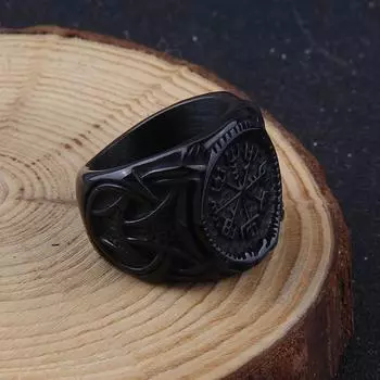 Кольца викингов, скандинавское кольцо-компас, аксессуар из нержавеющей стали, защитный амулет-хранитель 7 золотой