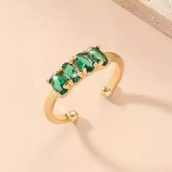 Кольца женские GemChic изысканное легкое роскошное геометрическое зеленое циркониевое кольцо на палец на день рождения, рождественский подарок на день рождения золотой