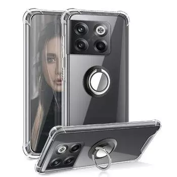 Кольцевая подставка, прозрачный защитный противоударный чехол для Oneplus ACE2 Pro, держатель-кронштейн, прозрачный мягкий силиконовый чехол из ТПУ, задняя крышка для телефона For Oneplus ACE Pro серебряный