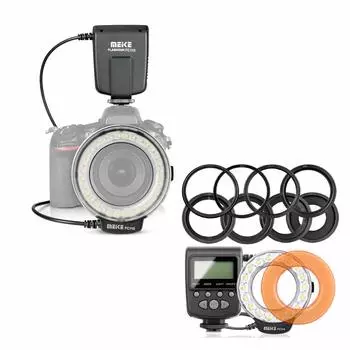 Кольцевая вспышка Meike Macro Ring для фотосъемки объективов камер Совместима с Canon Nikon Fuji Pentax Panasonic Sony FC-110 light/macro close-up