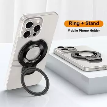 Кольцевой держатель для сотового телефона, клейкая ручка для телефона, подставка, кронштейн, совместимый с iPhone 12, 13, 14, Macsafe, беспроводная зарядка чёрный