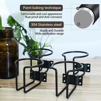 Кольцевой подстаканник для лодки из нержавеющей стали, настенные подстаканники для напитков для лодок, универсальные подстаканники для морских судов, яхт, грузовиков чёрный