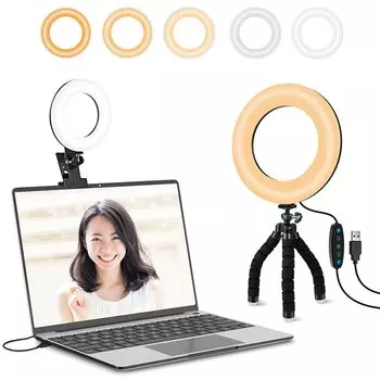 Кольцевой светильник дюймовый инновационный кольцевой светильник штатив клипса актриса лампа настольный компьютер высокая яркость 5 цветовых режимов дистанционное рабочее освещение освещение