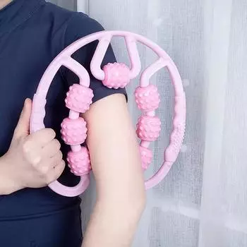 Кольцевой зажим для ног Массажер-кольцо для ног Массажер Relax Пластиковый ролик для ног Роликовый бар Массажер-кольцо для йоги Зажим для ног розовый