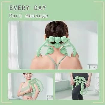 Кольцевой зажим для ног Массажер Расслабляющий Пластиковый Роликовый Роликовый Бар Йога Массажер Двенадцать Колес Кольцевой зажим для ног Массажер для мышц зелёный