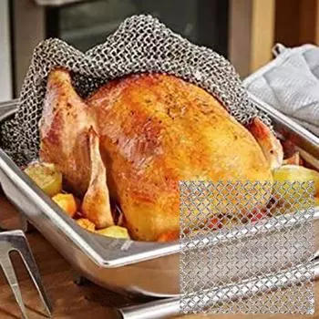 Кольчуга термостойкая нержавеющая серебряного цвета универсальная кухонная чугунная цепь скруббер бытовые принадлежности серебряный