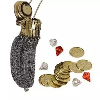 Кольчужный сетчатый кошелек для монет, винтажный двойной сетчатый держатель для монет с закручивающейся крышкой, коллекционный серебряный