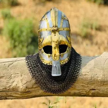 Кольчужный шлем викинга, вандал, Медуза, стальной и латунный шлем, кольчужный шлем ручной ковки, доспехи, лучший подарок