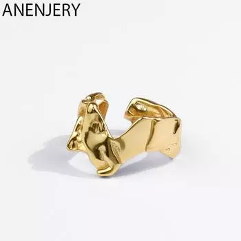 Кольцо ANENJERY для женщин и мужчин, нерегулярные кольца из оловянной фольги с лавой, открытые кольца на палец, ювелирные изделия, подарки Resizable