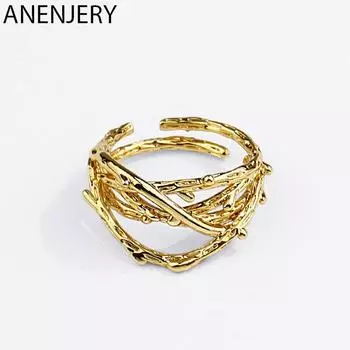 Кольцо ANENJERY для женщин и мужчин, нерегулярные перекрестные линии, геометрические открытые кольца, ювелирные изделия, дропшиппинг Resizable