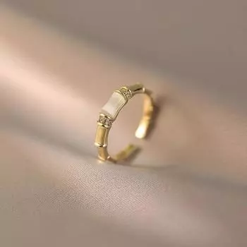 Кольцо Anenjery с кошачьим глазом, нефритом, костным мозгом, цирконием, бамбуковыми узлами, регулируемое, женское, высокого класса, стильное, модное, новое, ювелирное украшение для вечеринки, подарок белый