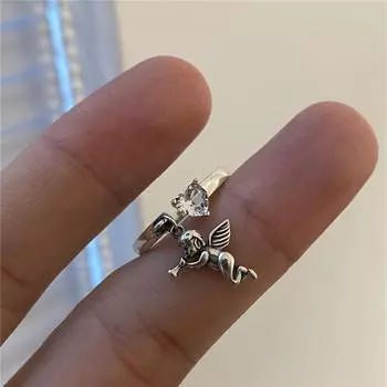 Кольцо Ангела Серебряного Цвета Женщина Панк Хип-Хоп Пара Кольца Партии Ювелирных Изделий Подарок