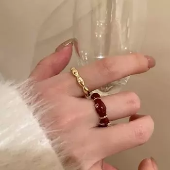Кольцо Ankela Red Oil Dripping Metal Opening Ring Женское нишевое дизайнерское кольцо Sense Light Luxury Simple Exquise Universal Ring