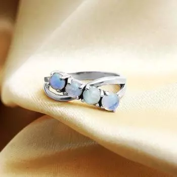 Кольцо Arisha Silver Moonstone из стерлингового серебра 925 пробы 5 светло-синий