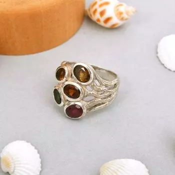 Кольцо Artician из стерлингового серебра 925 пробы с натуральным мультитурмалином, граненое серебро, размер 7, подарок США 7 US