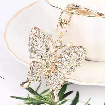 Кольцо Аксессуары Цепочка Сумочка Брелки Бабочка Брелок Модные Украшения Брелок Со Стразами золотой