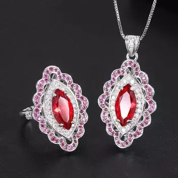 Кольцо Аксессуары Ретро Тренд Ожерелье Женское Сокровище Красный Женский Кулон