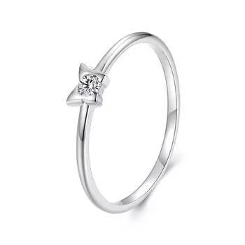 Кольцо-бабочка BAMOER из стерлингового серебра 925 пробы для женщин, универсальное, минималистичное, с покрытием из белого золота и кубическим цирконием, ювелирное украшение в подарок 1.2mm серебряный
