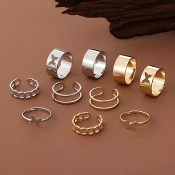 Кольцо-бабочка для мужчин и женщин, набор парных предметов для влюбленных, свадебное открытое регулируемое кольцо, подарок золотой