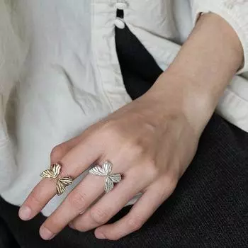 Кольцо-бабочка из натурального серебра S925 пробы для женщин, простое и компактное, в стиле Мори, открывающееся универсальное ювелирное изделие серебряный