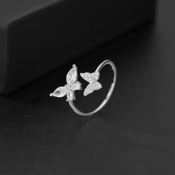 Кольцо-бабочка из серебра S925 пробы, женское кольцо-хвост, нишевое кольцо Sense Light, роскошное кольцо на указательный палец, простое кольцо, открытое кольцо, ювелирные изделия, мода adjustable opening белого золота