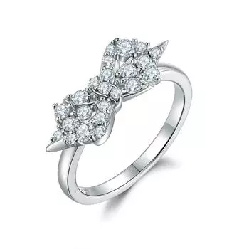 Кольцо-бабочка из серебра S925 с цирконием, большое модное женское обручальное кольцо, аксессуары US size 5 # белого золота