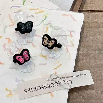 Кольцо Бабочка из смолы с флокированием: Осенне-зимняя мода с милым, простым и уникальным дизайном. E0278A