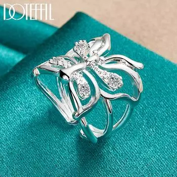Кольцо-бабочка из стерлингового серебра 925 пробы с цирконом класса ААА, модные свадебные украшения Opening