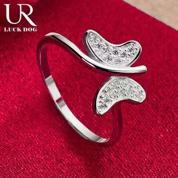 Кольцо-бабочка из стерлингового серебра 925 пробы с цирконом класса ААА, модные свадебные украшения 7#